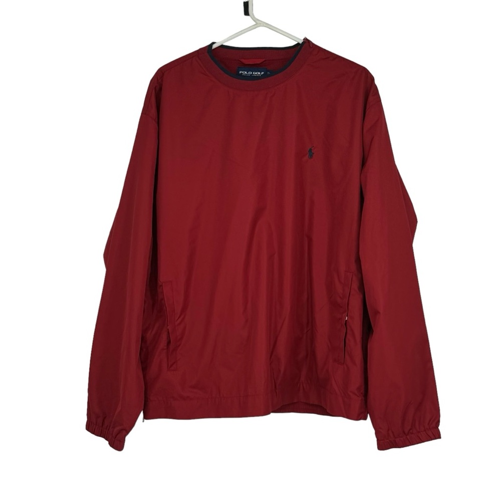 *Men’s Vintage Polo Golf By Ralph Lauren Large Red Polyester Pullover Jacket